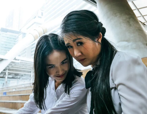 Hermosa Mujer Asia Cara Sonrisa Retrato Viajar Ciudad — Foto de Stock