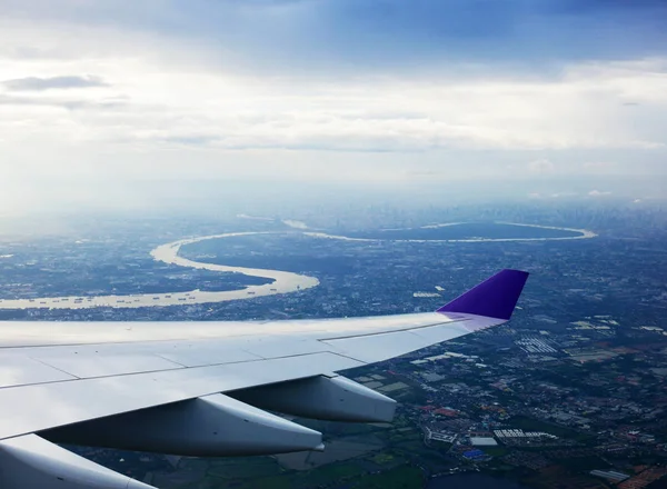 Hermosa Vista Ángulo Alto Desde Avión Capital —  Fotos de Stock