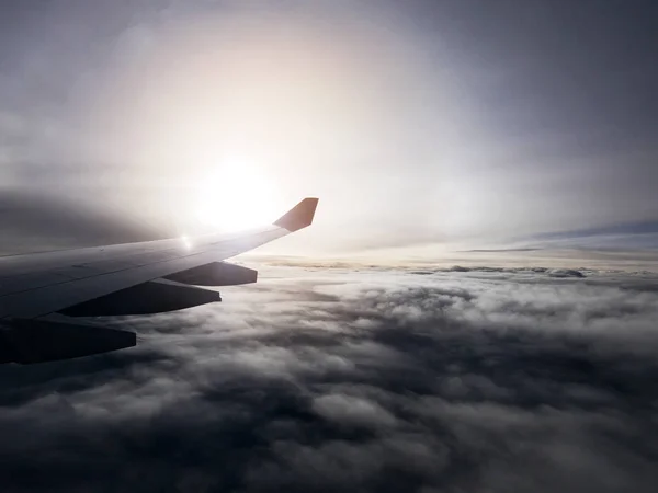 Прекрасний Вид Високий Кут Фон Хмарного Неба Літака Столиці — стокове фото