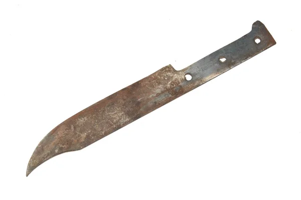 Πολύ Παλιά Κυνηγετική Μαχαίρα Που Απομονώνονται Λευκό Φόντο — Φωτογραφία Αρχείου