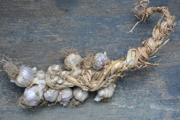 Knoflook Geïsoleerd Een Witte Achtergrond Bovenaanzicht Stockfoto