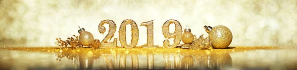 2019 Jiskřivé Zlatého Čísla Slavit Nový Rok — Stock fotografie