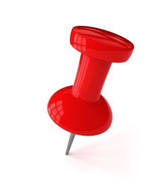Red plastic pushpin isolated on white