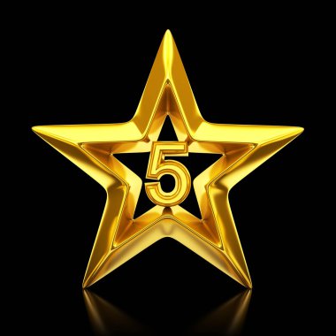 Parlak altın yıldız - 3d render