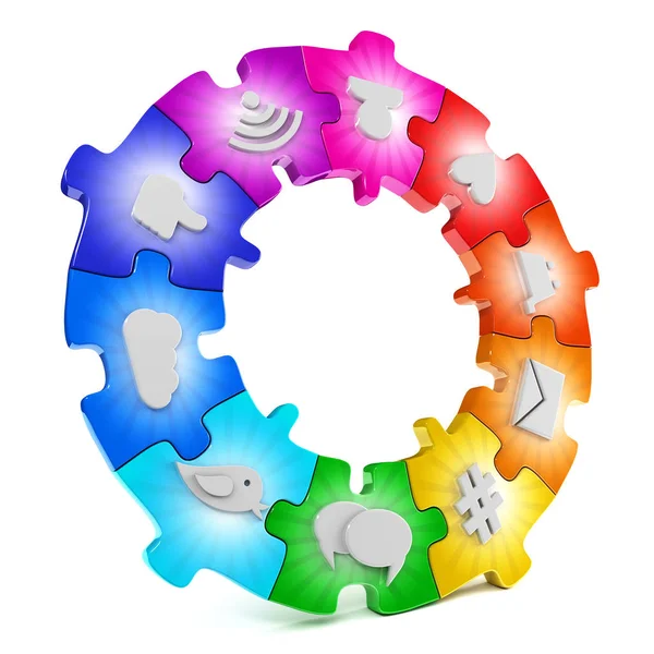 Social media network puzzle — Stock Photo, Image