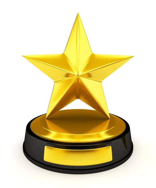 Golden Star Trophy-3D Render — Stockfoto