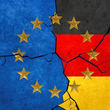 Avrupa Birliği ve Alman bayrakları parçalanıyor