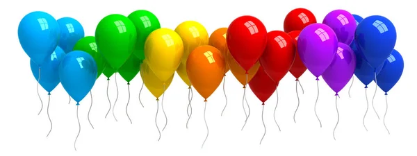 Rainbow of colorful balloons isolated on white — Stock Photo, Image