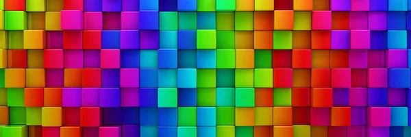 Rainbow of colorful blocks abstract background - 3d render — Stock Photo, Image