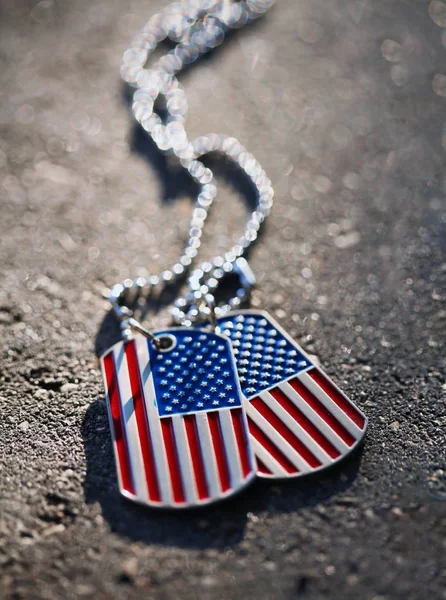 American flag dog tags background — Stock Photo, Image