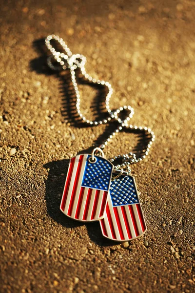 American flag dog tags background — Stock Photo, Image