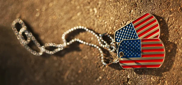 American flag dog tags background — Stock Photo, Image