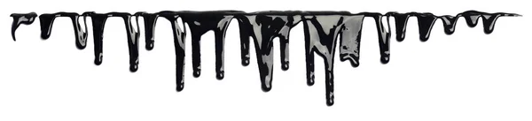 Black ink paint dripping isolated on white — Stock Photo, Image