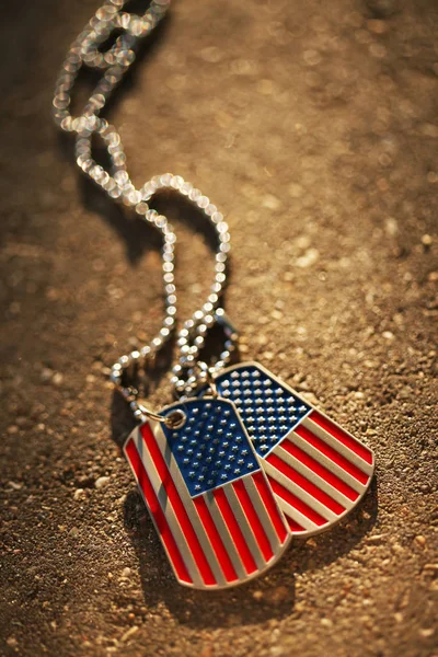 American flag dog tags background