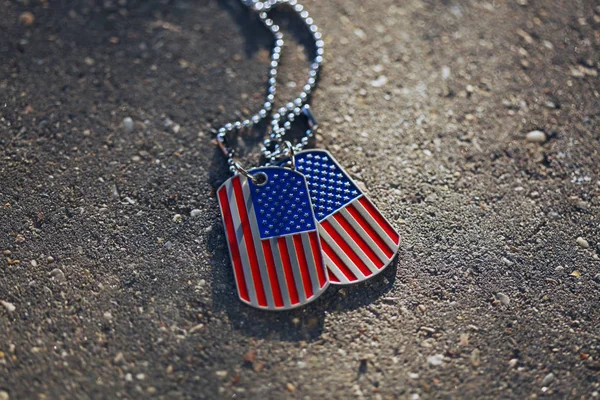 American flag dog tags background