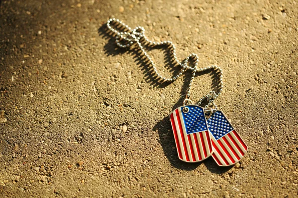 American flag dog tags background — Stock Photo, Image