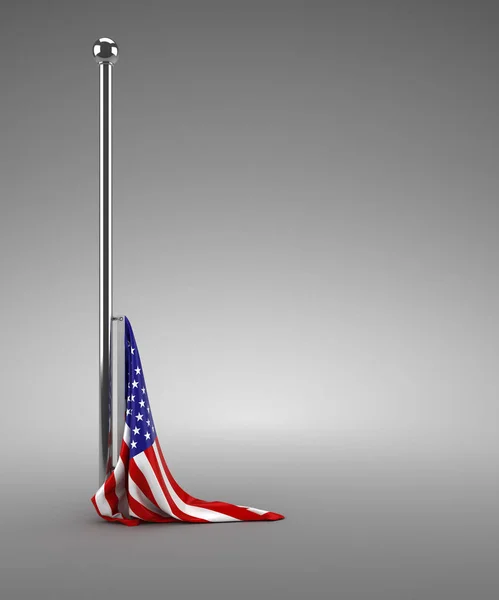 Bandera americana caída - 3d render — Foto de Stock