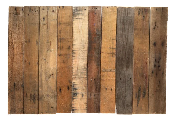 Vecchie tavole di legno usurate isolate su bianco — Foto Stock