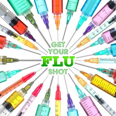 Parlak ve renkli şırıngalar - Grip aşısı alın