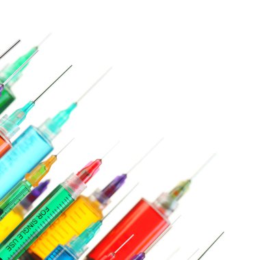 Parlak ve renkli şırınga koleksiyonu