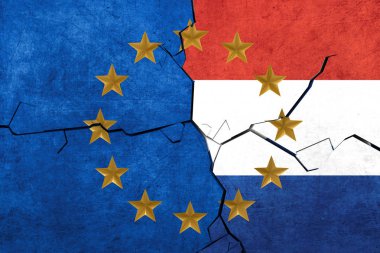 Avrupa Birliği ve Hollanda bayrakları parçalanıyor