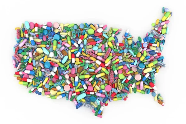 Pil dan obat dalam bentuk Amerik Amerika Serikat — Stok Foto