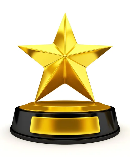 Golden star trophy - 3d render — Stock Photo, Image