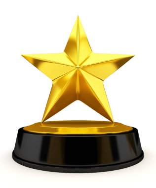 Altın yıldız kupası - 3d render