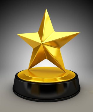 Altın yıldız kupası - 3d render