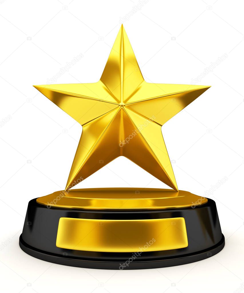 Golden star trophy - 3d render