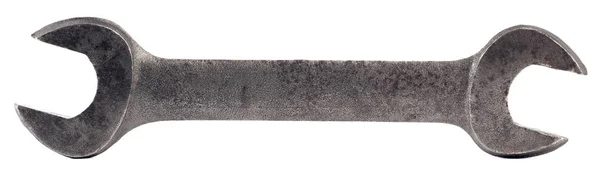 Chave crescente de aço inoxidável enferrujada velha isolada no branco — Fotografia de Stock