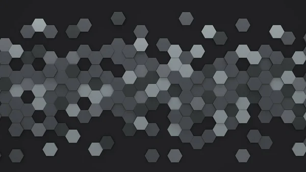 Dark hexagon wallpaper or background - 3d render — Stock Photo, Image