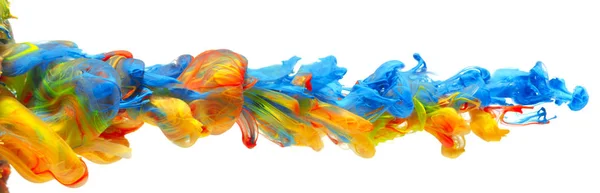 Rainbow of colorful paints and inks swirling together in flowing — Stock Photo, Image