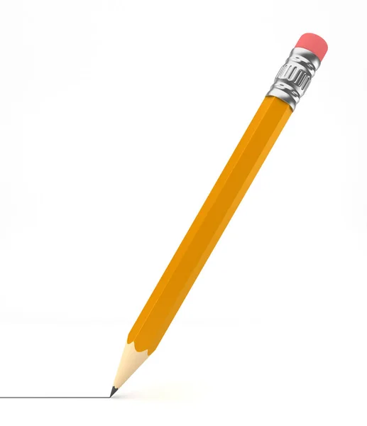 Sharp pencil drawing a line - 3D render — Stock Photo, Image