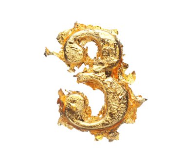 Kaba altın yaprağında alfabe ve sayılar