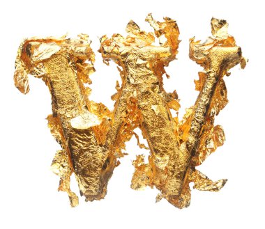 Kaba altın yaprağında alfabe ve sayılar