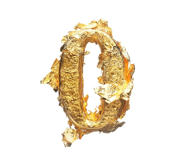 Alphabet et chiffres en feuilles d'or brut — Photo