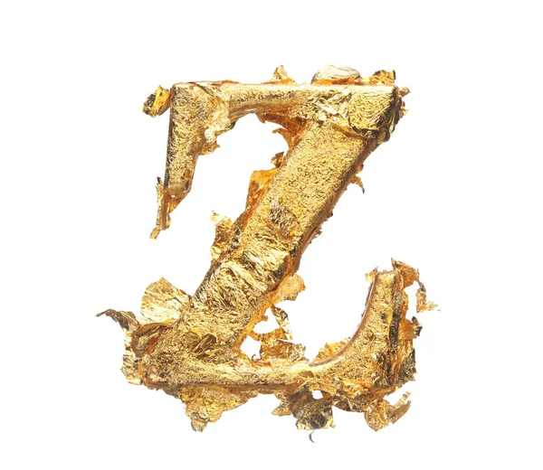 Alphabet et chiffres en feuilles d'or brut — Photo