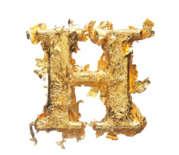 Alphabet et chiffres en feuilles d'or brut — Photo