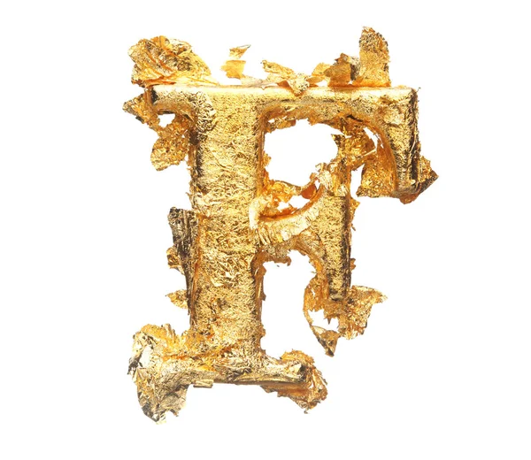 Alphabet et chiffres en feuilles d'or brut — Photo