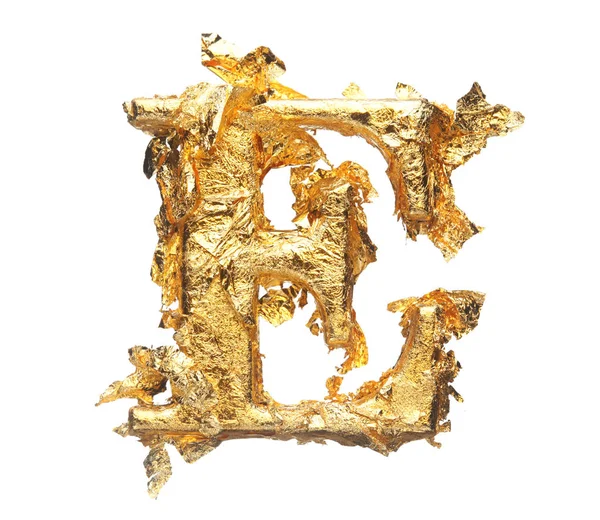 Алфавит и цифры в грубом золотом листе — стоковое фото