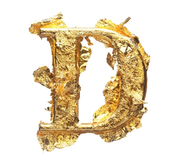 Alphabet and numbers in rough gold leaf — Stock Photo, Image