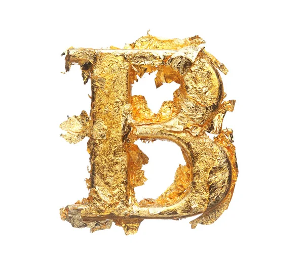 Alphabet et chiffres en feuilles d'or brut — Photo