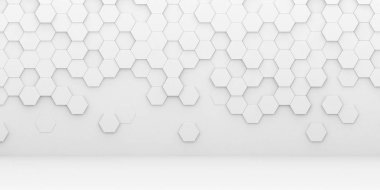 Parlak beyaz soyut altıgen duvar kağıdı veya arkaplan - 3d rende