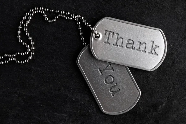 Old military dog tags - Thank You — Stock Photo, Image