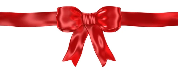 Shiny satin red ribbon bow isolated on white - 3d render — Stock Photo, Image