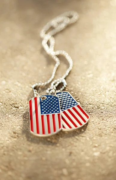 American flag dog tags background