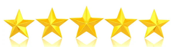 Five shiny golden stars - 3d rendering — Stock Photo, Image