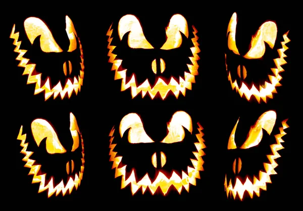 Colección de miedo calabaza de Halloween Jack o linterna caras glowi —  Fotos de Stock