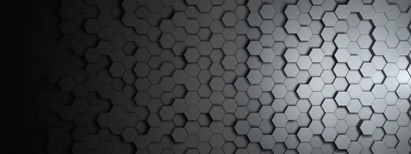 Dark hexagon wallpaper or background - 3d render — Stock Photo, Image